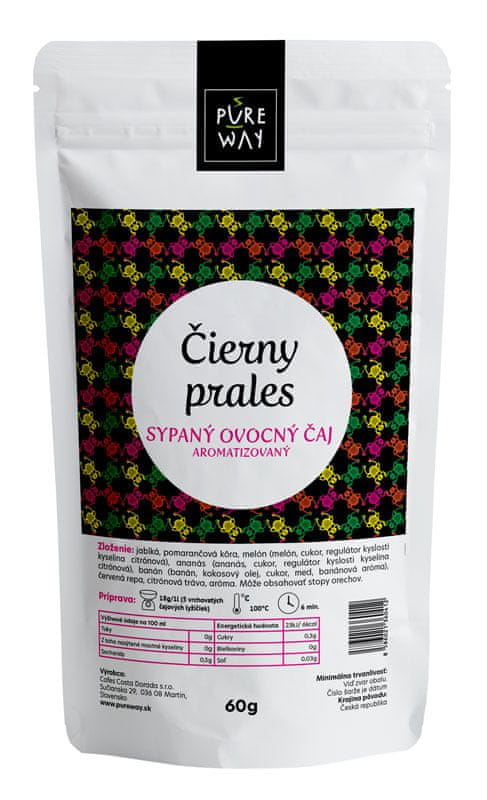 Pureway ČIERNY PRALES sypaný ovocný čaj aromatizovaný Pureway, 60 g